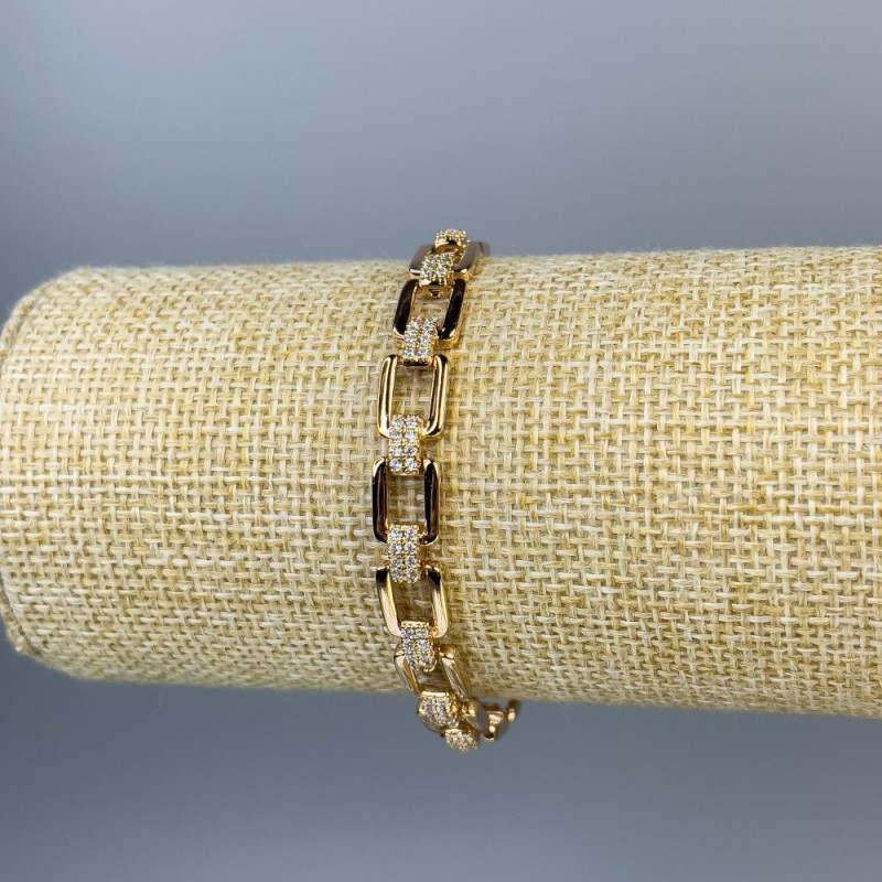 Brățară Xuping placare cu aur 18K cu cristale albe, grosime 7 mm, lungime 16-18 cm +
