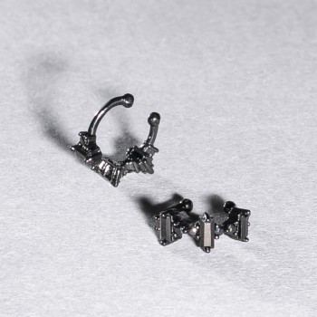 Kaf Xuping cu rodiu negru și strasuri negre și cristale negre 5x12 mm +