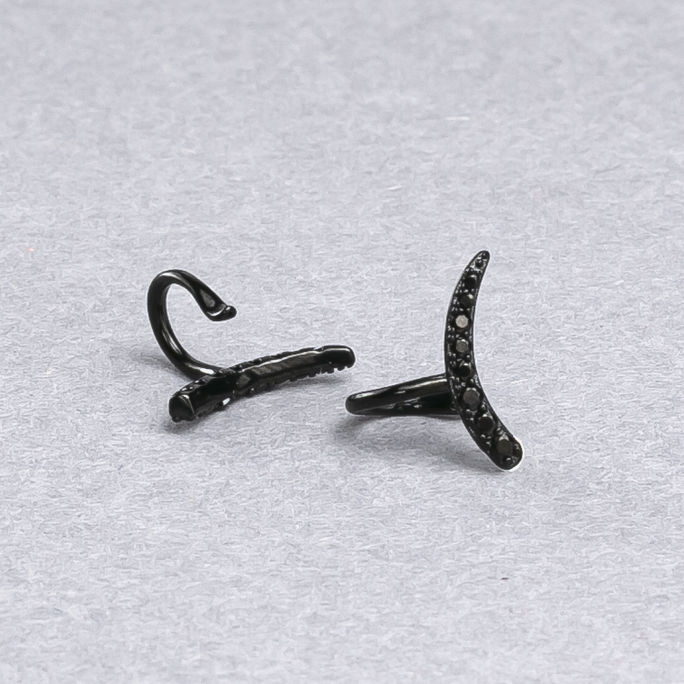 Kaf Xuping rodiu negru cu strasuri negre 10x12mm +