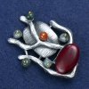 Reducere! Broșă Ramură cu carneol și pietre asortate, metal argintiu, 61×42 mm +