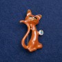 Broșă Pisicuță din metal auriu, email și cristal 50x30mm +