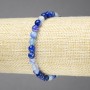 Brățară elastică din piatră naturală - agat albastru, mărgele tăiate, diametrul 6 mm