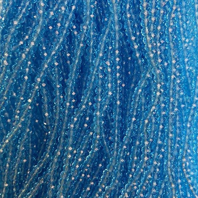 Mărgele din cristal cehesc pe șnur, albastru deschis, rondel tăiat, diametru 3,5×3 mm, lungime 33 cm + -