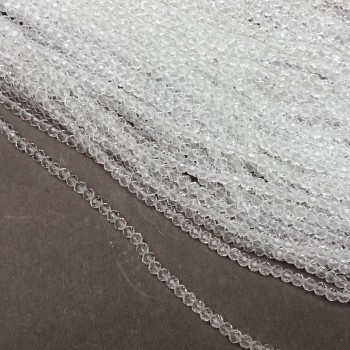 Mărgele de cristal ceh pe fir alb transparent, rondel tăiat, diametrul 3×2,5 mm, lungime 36 cm