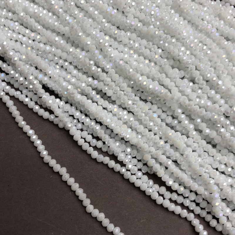 Mărgele din cristal ceh pe fir, luciu perlat-mat cu nuanță de benzină, rondelle tăiate, diametrul 3×2,5 mm, lungime 36 cm + -