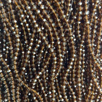 Mărgele din cristal ceh pe fir, maro deschis, transparente, rondel tăiat, diametrul 3,5 x 3 mm, lungime 32 cm