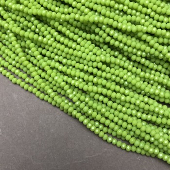 Mărgele din cristal ceh pe șnur, verde lămâie mat, rondel fațetat, diametrul 3×2,5 mm + -, lungime 36–38 cm +