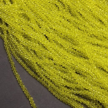 Mărgele din cristal ceh pe fir, galben transparent, facetate în formă de rondel, diametru 3,5x3 mm, lungime 36–38 cm