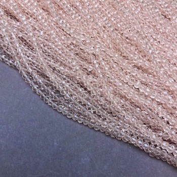 Mărgele din cristal ceh pe fir, roz pal, transparente, rondel fațetat, diametrul 3,5×3 mm, lungime 36–38 cm