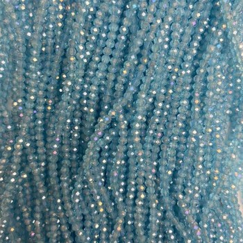Mărgele de cristal ceh pe fir, albastre transparente cu luciu de benzină, rondelle tăiate, diametrul 3,5×3 mm, +/- lungime 36 m +