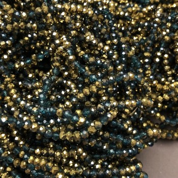 Mărgele din cristal cehesc pe sfoară, asortiment smaragd transparent cu acoperire, rondele tăiate, diametrul 3,5×3 mm, lungime 36-38 cm