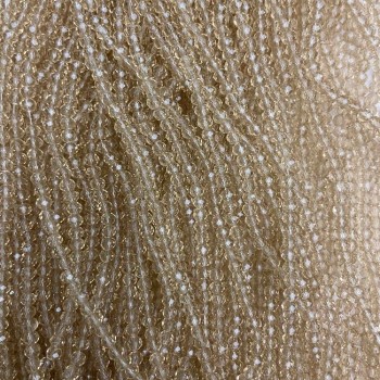 Mărgele din cristal ceh, nuanța șampanie, transparente, rondel tăiat, diametrul 3,5x3 mm, lungime 32 cm