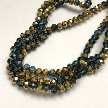 Mărgele din cristal ceh pe fir, asortiment, verde smarald transparent cu acoperire irizantă, rondelle tăiate, diametrul 6x4,5 mm, + -, lungime 38-40 cm