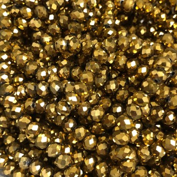 Mărgele din cristal ceh pe fir cu placare, rondel tăiat, diametrul 6x4,5 mm + -, lungime 38-40 cm +