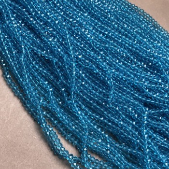 Mărgele din cristal ceh pe fir, albastru-verzui, transparente, rondel facetat, diametru 3,5×3 mm, lungime 36-38 cm