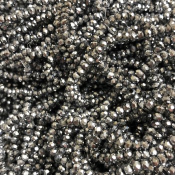 Mărgele din cristal ceh pe fir, cu acoperire gri deschis, rondel facetat, diametrul 3,5x3 mm +/-, lungime 36-38 cm +/-