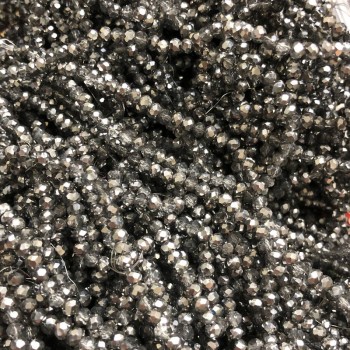 Mărgele din cristal ceh pe fir gri, asortiment, cu acoperire, rondel facetat, diametrul 3,5x3 mm, lungime 36-38 cm +