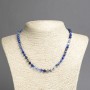 Colier din agată albastru natural, mărgele facetate, diametrul aproximativ 6 mm, lungime 45 cm