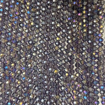 Mărgele din cristal ceh pe fir, violet-transparent cu luciu de benzină, rondelle tăiate, diametrul 8 × 6,5 mm, lungime 40–42 cm