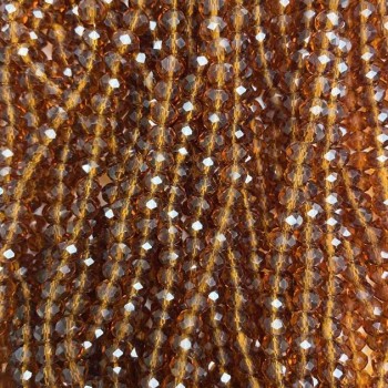 Perle din cristal ceh pe fir de mărgele, maro închis transparent, rondel fațetat, diametrul 6x5 mm, lungime 40–42 cm +