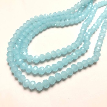 Намистини Чеський Кришталь на волосіні блідо-василькова матове гранований рондель, діаметр 8х6мм + -, довжина 40-42см +