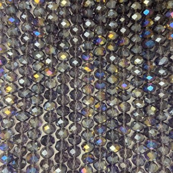 Mărgele mov din cristal ceh pe fir, cu finisaj irizat benzină, rondel facetat, diametrul 8×6 mm, lungimea 40–41 cm