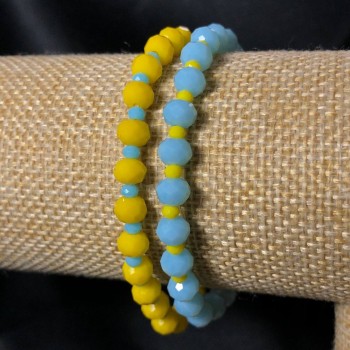 Brățară pereche pe elastic din cristal ceh, rondel facetat din Ucraina, diametrul 6x4 mm, lungime 18 cm+