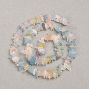 Mărgele pe șnur din morganit natural, fragmente 10x3 mm, lungime 39 cm +