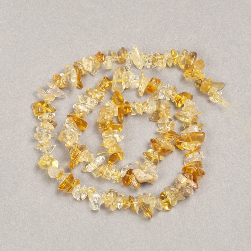 Mărgele pe șnur, piatră naturală Citrin fragmente 8×3 mm, lungime 39 cm