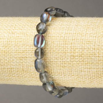 Brățară elastică din sticlă opală albastră, fațetată 10×8 mm+