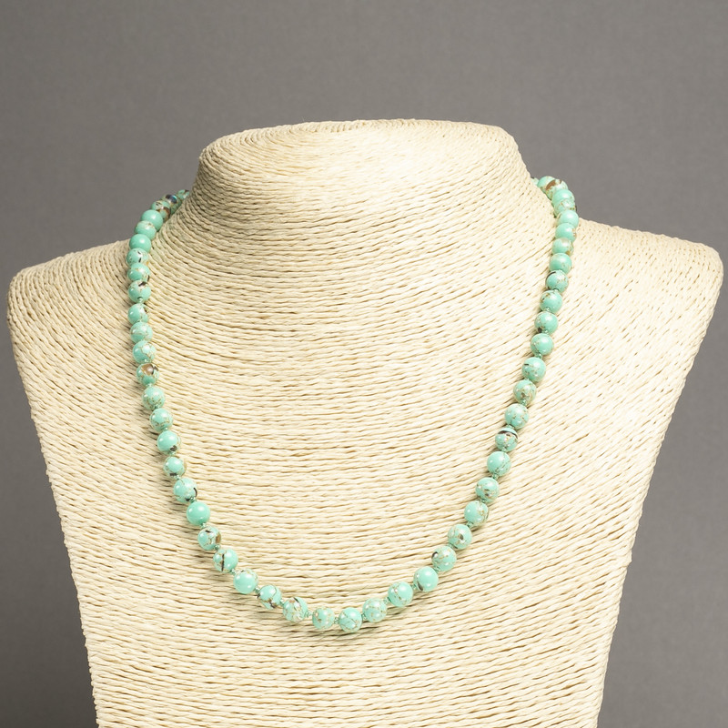 Colier din jasper imperial verde deschis (presat) bile netede, diametrul 6 mm, lungime 45 cm
