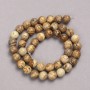 Mărgele din piatră naturală pe șnur – jasp peisaj, bile rotunde, diametrul de 10 mm +/-, lungime 39 cm +/-