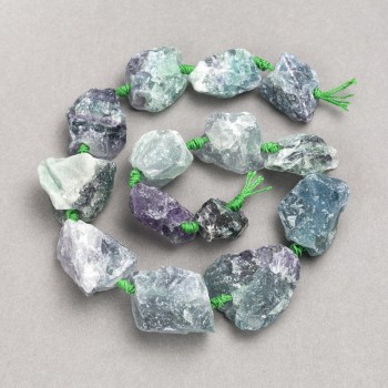 Mărgele brute din fluorită, destinate șnurului, diametrul 20x25 mm (+/-), lungime 42 cm