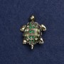 Broșă «Țestoasă» din metal auriu și strasuri 40×23 mm +