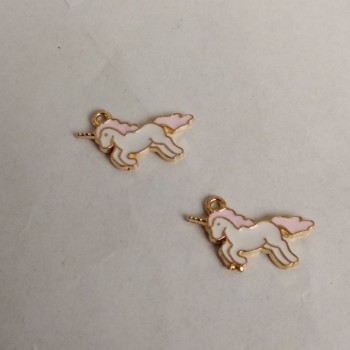 Pandantiv unicorn emailat, set 9 bucăți, 22×12 mm