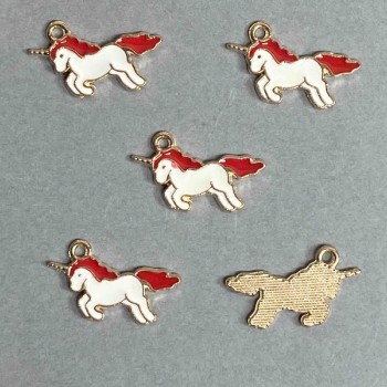 Pandantiv Unicorn email finisaj 9 buc. 22×12 mm