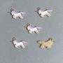 Furnitură pandantiv unicorn email, set de 9 buc., 22×12 mm