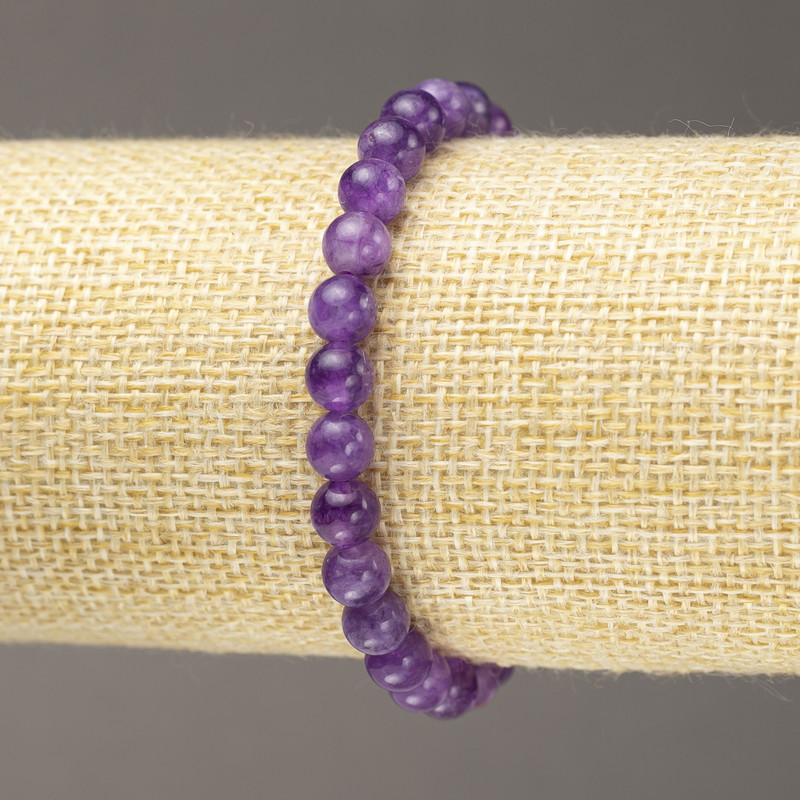 Brățară din lepidolit (artificială) bile netede, diametrul de aproximativ 6 mm (+/-) (elastic)