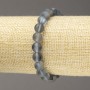 Brățară elastică cu sticlă opală gri mat, bile netede, diametru 8 mm, lungime 18 cm