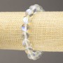 Brățară pe elastic din sticlă opală albă, transparentă, diametru aproximativ 10 mm, lungime aproximativă 18 cm