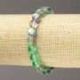 Brățară pe elastic din sticlă opală, bile netede gri-verzui, mată, diametru 8 mm, lungime 18 cm ±