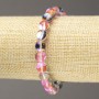 Brățară pe elastic din sticlă opal roză, mărgele netede, diametru de aproximativ 8 mm, lungime 18 cm