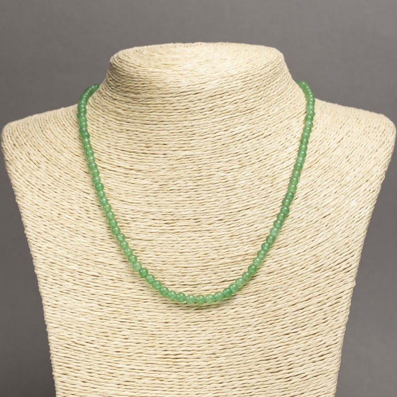 Colier din nefrit (presat) bilă netedă, diametru 4,5 mm, lungime 45 cm (fără nod)