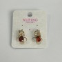 Cercei Xuping cu pietre roșii și cristale albe, 8x15 mm, placare cu aur 18K