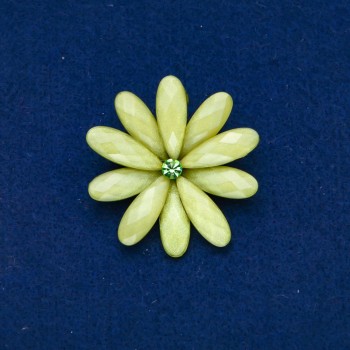 Broșă «Floare» verde salată și metal gri 48 mm +