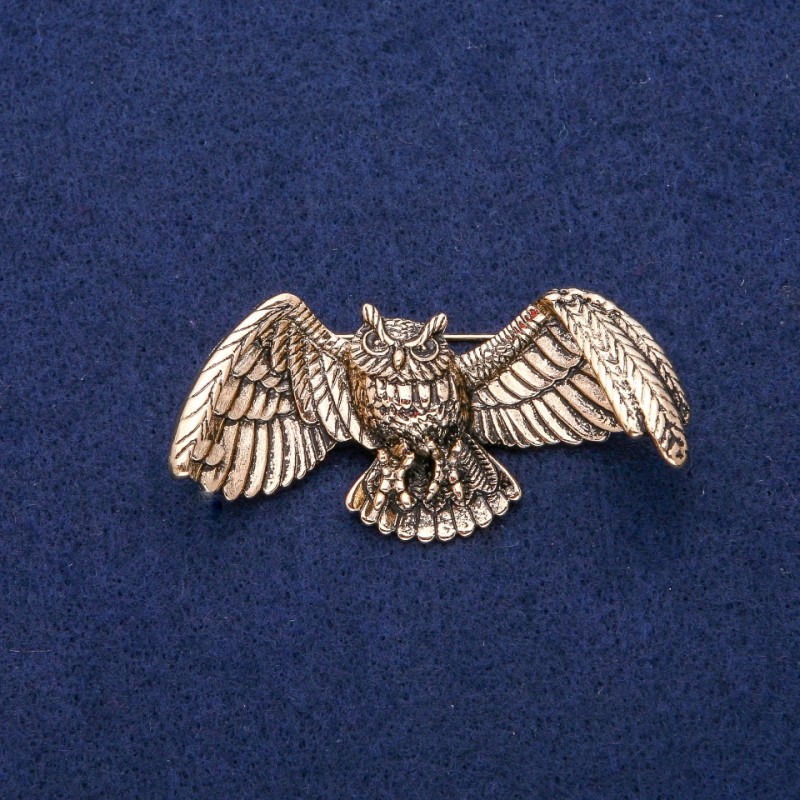Broșă Bufniță 30×60 mm, metal auriu