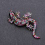 Broșă «Șopârlă» cu strasuri multicolore 62x28 mm metal gri
