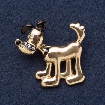 Broșă «Cățeluș Pluto» 4×3,5 cm metal galben