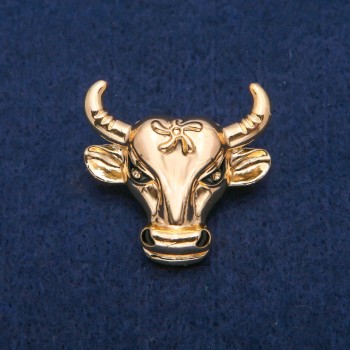 Broșă Capul Taurului metal auriu 34×35 mm