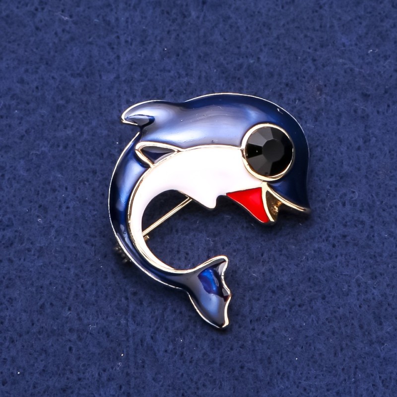 Broșă Orca Albastră 37×38 mm